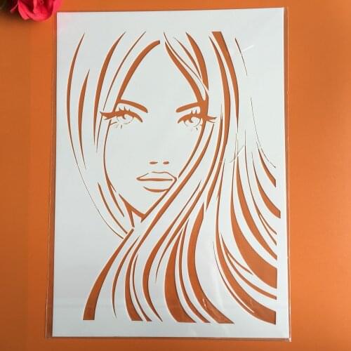 A4 29 * 21cm beauty Girl DIY Stencils Wall Painting Scrapbook Coloring Embossing Album Decorative Paper Card Template