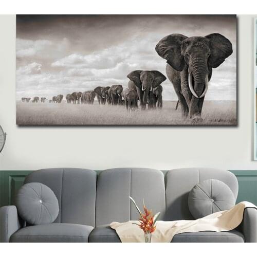 Africa Elephants Cuadros Canvas Painting Wild Animal Scandinavia Posters and Prints Wall Art Pictures For Living Room