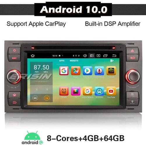 ERISIN 8166 Android 10.0 8-Core 7" Car Stereo CarPlay OBD Wifi DAB+ USB TPMS for Ford C/S-Max Galaxy Kuga Focus Transit Mondeo