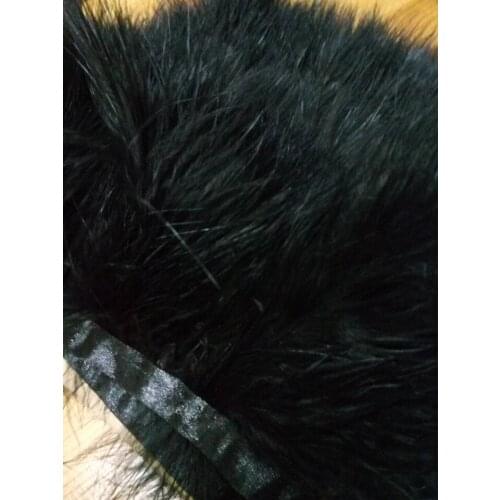 Free shipping wholesale 1 m high quality natural black Turkey fluff feathers Ribbon decorative 3-4inch/8-9cm Width