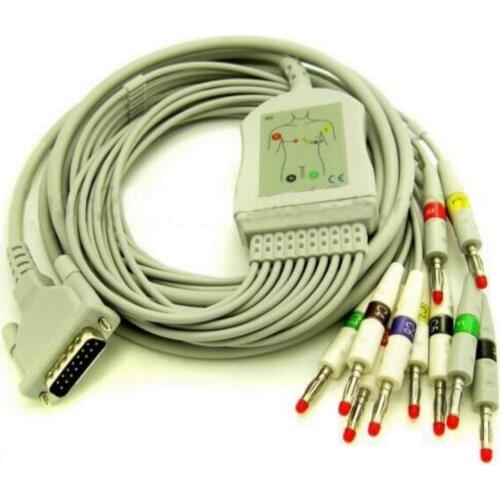 Free Shipping Compatible For Schiller 10Lead ECG/EKG Cable Banana 4.0mm AT-1,AT3 AT6 CS6 AT5 AT10 Medical Cable and Wire IEC 10K