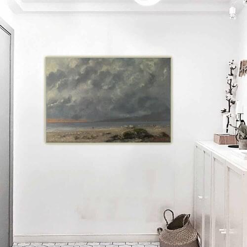 Citon Gustave Courbet《Beach Scene》Canvas Art Oil Painting Artwork Poster Picture Backdrop Wall Decor Home Decoration