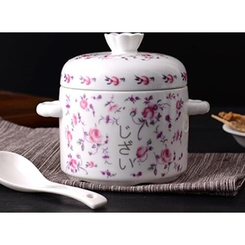 Bone china children stew steamed egg soup ceramic bowl with lid one person food stew dessert small cup tableware