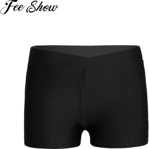 Kids Boys Girls Gymnast Panties V-front Waistband Sports Bottoms Gymnastic Leotard Ballet Shorts for Children Swimsuit Shorts