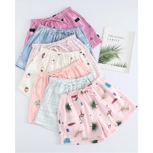 Home Pants Japanese Pajamas Womens Summer Shorts Cotton Gauze Cotton Thin Loose Large Size Sleep Bottoms пижама