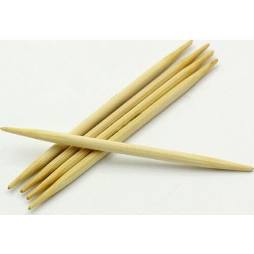 DoreenBeads Bamboo Knitting Needles Natural Double Pointed Hand Sewing Crochet Hook Weave Craft US 6/ 4.0mm,10cm long,5PCs