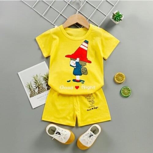 2021 Boutique Kids Clothing Baby Pure Cotton 2 Piece Set Boys And Girls Short Sleeve Shorts Suit Kids Summer Clothes