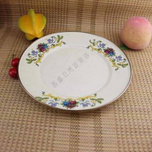 Enamel creative plate, 22 24-26cm tray, round dessert plate, enamel dish plate, enamel snack plate, enamel tray