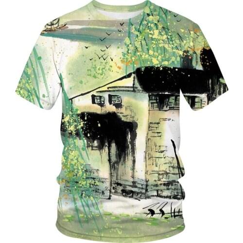 3D Digital Print Aestheticism Tshirt Women/Men Funny Landscape painting T-shirt Boy Pullover T shirt Tee Clothes camisetas Tops