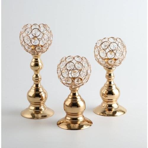 Crystal Gold Candle Holder Romantic Party Event Candlestick Home Candelabra Decor Wedding Centerpiece Candle Lantern