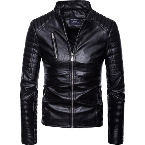 Leather Jacket Mens Motorcycle Multi-zip Motorcycle Leather Jacket