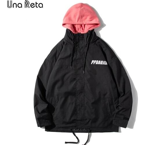 Una Reta Jacket Men New Hip Hop Fake two-piece Men Windbreaker Coat Men Streetwear Casual Plus size Harajuku Mens Spring Jacket