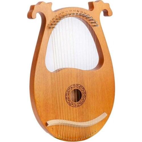 HOT Lyre Harp,16 Wooden String Harp Solid Wood Mahogany Lyre Harp with Tuning Wrench for Music Lovers Beginners