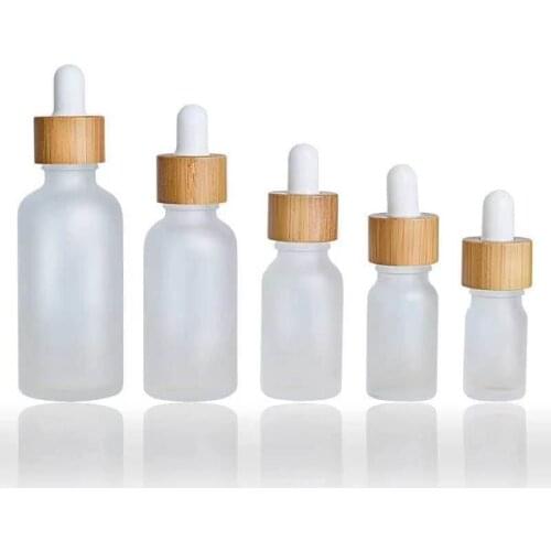 1pc 5/10/15/20/30/50/100ml Frosted Bamboo Cover Glass Dropper Bottle Essential Oil Bottles Perfume Armatherapy Makeup Containers