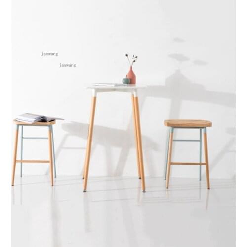 Solid Wood Living Room Hotel Furniture High Bar Stools Clothing Store Counter Bar Stool Coffee Shop Front Desk Leisure Barstool