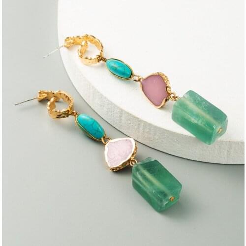 Fashion Vintage Bohemian Green Drop Earrings Ethnic Style Womens Banquet Elegant Dangle Earrings for Female Jewelry