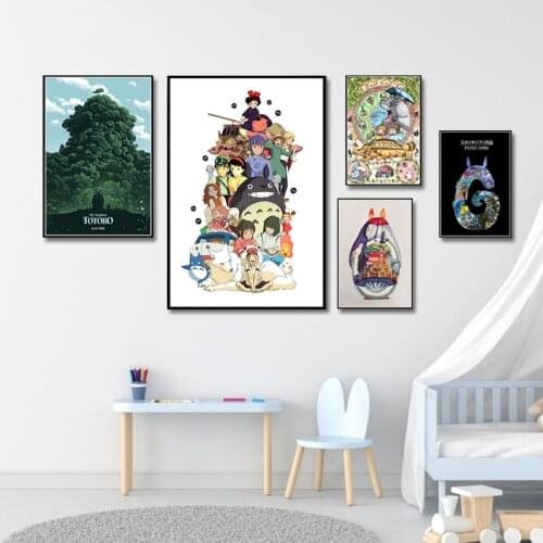 My Neighbor Totoro Studio Ghibli Pays Tribute To Japanese Anime Art Picture Poster Cartoon Canvas Painting Home Dorm Wall Decor