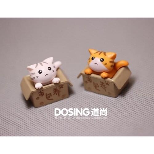 Cartoon Cute Mascot Small Paper Box Cat Yellow Flower Cat Model Landscape Accessories Decoration Figurine Action Figures Toys