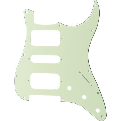 Musiclily Pro 11 Holes Round Corner HSH Strat Pickguard for American/ Mexican Fender Standard Stratocaster, 3Ply Mint Green