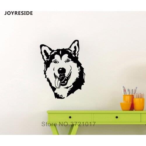 JOYRESIDE Pet Animal Wall Huskies Dog Decal Vinyl Sticker Decor Kids Children Bedroom Living Room Interior Design Art Mural A248