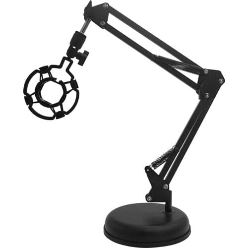 Desktop Microphone Stand, Adjustable Microphone Suspension Boom Scissor Arm Stand with Mic Shock Mount for lightweight Micphone