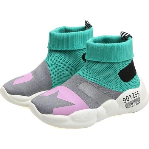 2019 summer new knit wool color matching breathable casual platform shoes wool socks Childrens Shoes shoes 4-15 years old