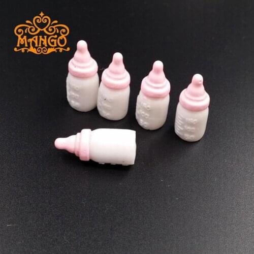 New arrivals 1:12 Dollhouse Miniature milk bottle 23*10mmToy diy for Home Decoration Crafts 5pcs