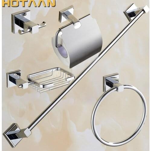 New Free shipping,Brass Bathroom Accessories Set,Robe hook,Paper Holder,Towel Bar,Soap basket,bathroom sets, chrome HT-811400-5