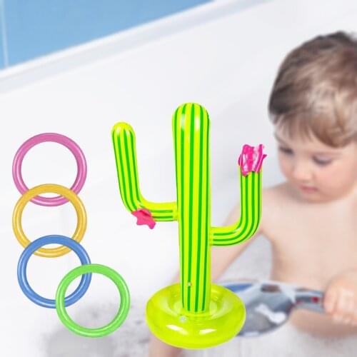 Swimming Pool New PVC Inflatable Cactus Ring Toss Game Set Floating Pool Toys Outdoor Beach Party Supplies Party Ice Bar Travel