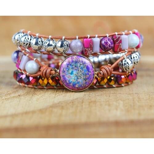 2021 Mixed Natural Stones round shape Charm yoga Wrap Bracelets boho Handmade energy friendship yoga jewelry drop shipping