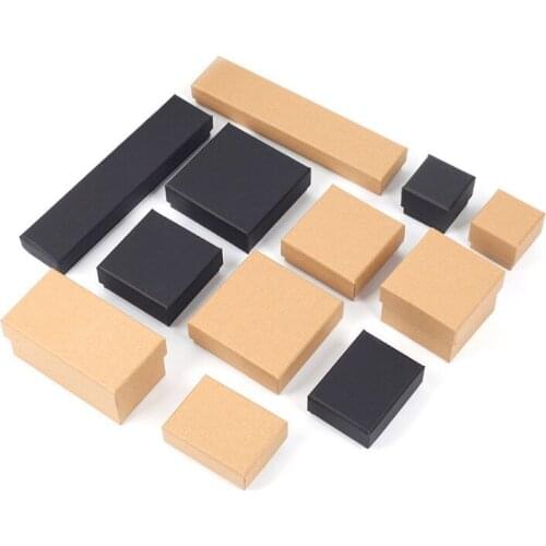 12pcs Kraft Paper Gift Box For Ring Necklace Bracelets Bangles Jewelry Box With Sponge Earrings Ring Box Jewelry Display Case
