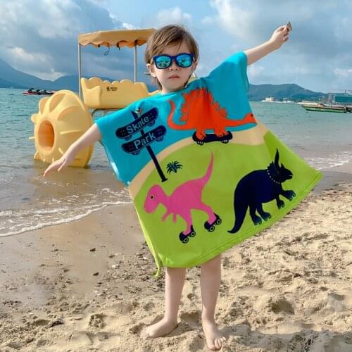 Surf Poncho Child Beach Towel Kid Hooded Cloak for the Sea Bathrobe Baby Children Animal Cartoon Bath Towel Sports Swimming Robe