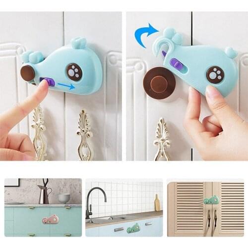 Self-adhesive Whale Baby Safety Cabinet Lock Anti-open Kids Protection Hardware Home Children Door Drawer Security Lock