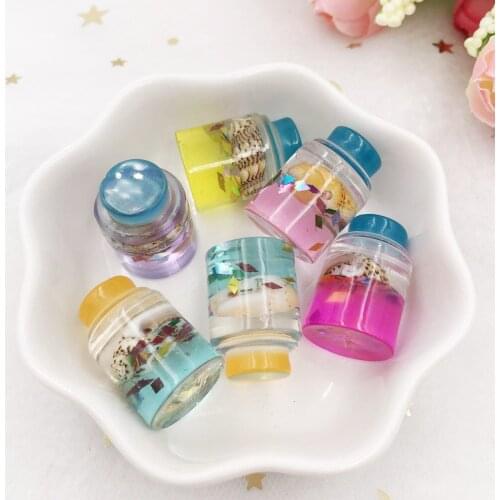 Mix Resin Glitter Colorful 3D Conch mini Bottle Miniature Flatback Cabochon Stone Micromodel DIY children Scrapbook Decor Craft