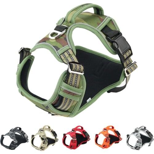 1000D Oxford Cloth Reflective Pet Dog Harness Service Dog Vest with Vertical Handle Adjustable Dog Collars For Big Medium Dogs