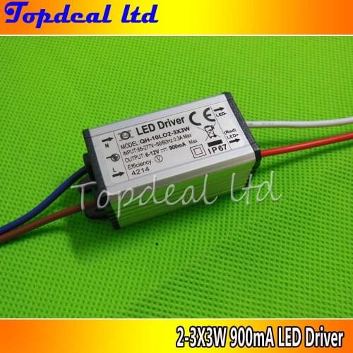 1pcs Waterproof Power Supply AC 110 220V LED Driver 2-3x3W 10W 900mA for 10w High power led chip light