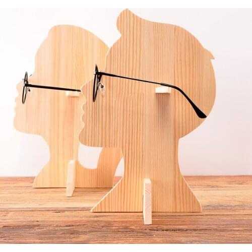 High-grade Solid Wood Glasses Display Stand Sunglasses Holder Human Head Mold Showcase Decoration Display Props Glasses Shelf