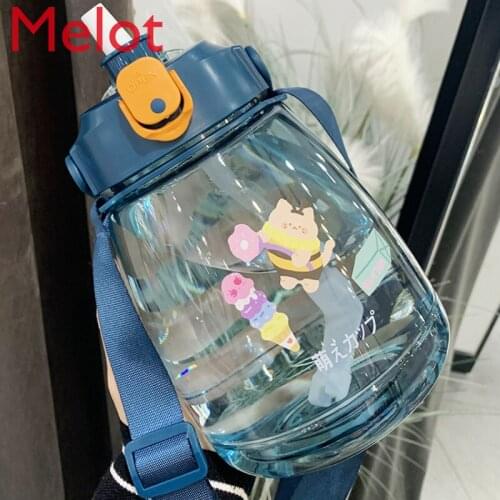 Womens Sports Cup Large Capacity with Straw Plastic Cup Outdoor Portable 1000ml Cute Cup