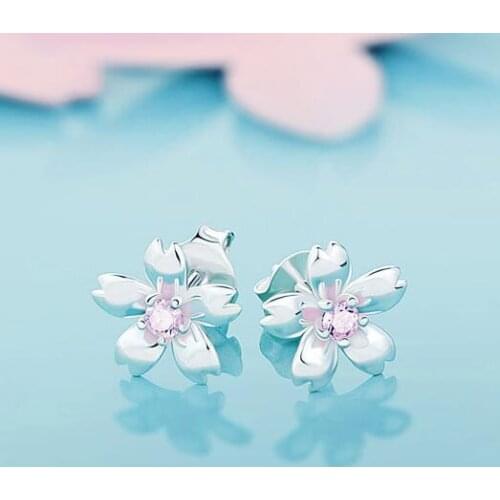 925 Sterling Silver flowers Stud Earrings For Women Personality Lady Fashion Jewelry