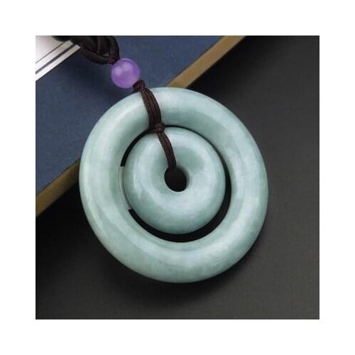 Zheru Jewelry Natural Burmese Jade A Grade Double Donut Pendant Necklace Jewelry Jade Jewelry Best Gift
