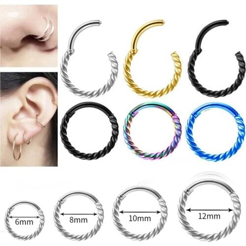 1Pcs Hinged Septum Clicker Segment Nose Ring Lip Ear Cartilage Ear Helix Body Piercing Jewelry Surgical Steel Ring Hoop 2021 Hot