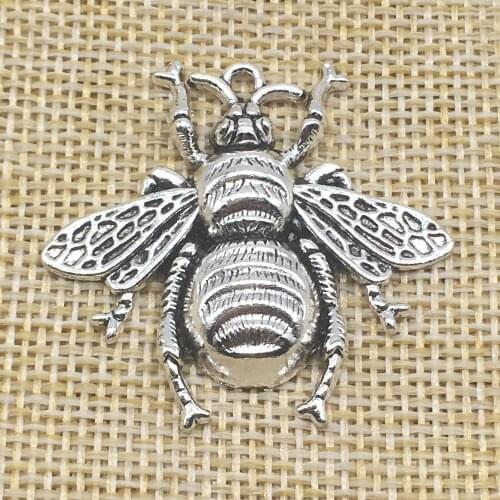 10Pcs 35*40mm Bee Charms Pendant Antique Silver Color DIY Jewelry Making Handmade Crafts