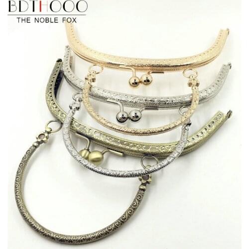 BDTHOOO 10pcs 16.5cm Metal Clasps Purses Frame Embossed Handles for Handbags Kiss Lock DIY Crafted Silver Tone Bag Accessories