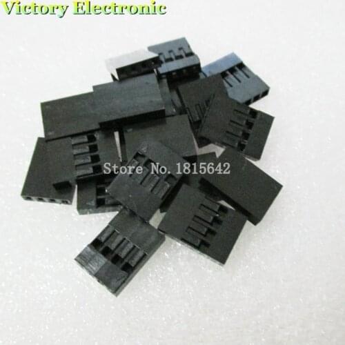 100PCS/Lot Single 4P 2.54mm 1x4P 1*4P Plastic For Dupont Jumper Housing Female Pin Connector Wire Cable
