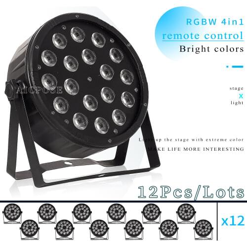 10units 18*12w led light 18x12W led Par lights RGBW 4in1 flat par led dmx512 disco lights professional stage dj equipment