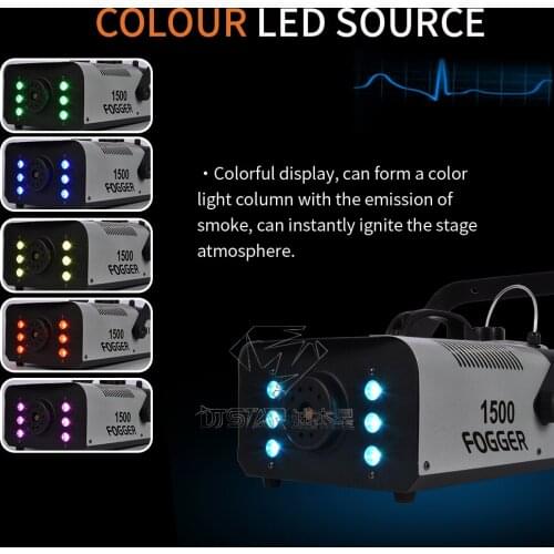 1500W LED Fog Machine Smoke Sprayer 6pcs Lamp RGB 3IN1 Colorful Remote Control Professional Stage Effect Wedding DJ Bar Dance
