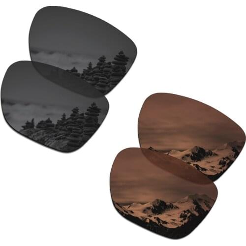 SmartVLT 2 Pairs Polarized Sunglasses Replacement Lenses for Oakley Crossrange XL Stealth Black and Amber Brown