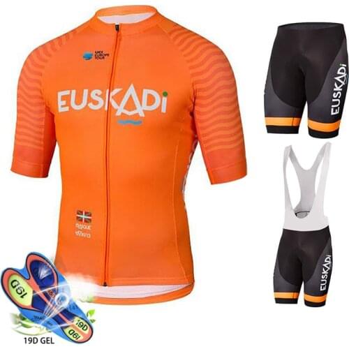 2021 Cycling Clothing New Team EUSKADI Orange Cycling Jersey Bibs Shorts Suit Ropa Ciclismo Men Quick Dry BICYCLING Maillot Wear