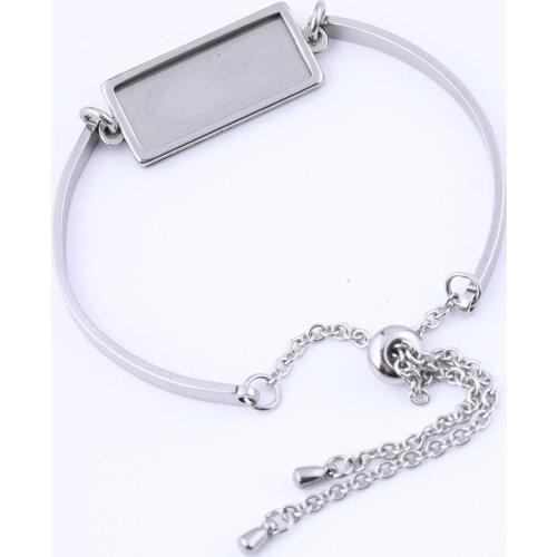 5pcs Stainless Steel Metal Cuff Bracelet Blanks 10x25mm Rectangle Cabochon Base Setting Diy Bracelets Making Supplies