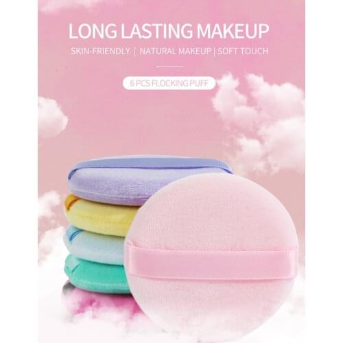 6pcs Powder Puff Powder Foundation Cream Soft Comfortable Strong Bouncy Washable Reusable With Storage Case Round Makeup Puff
